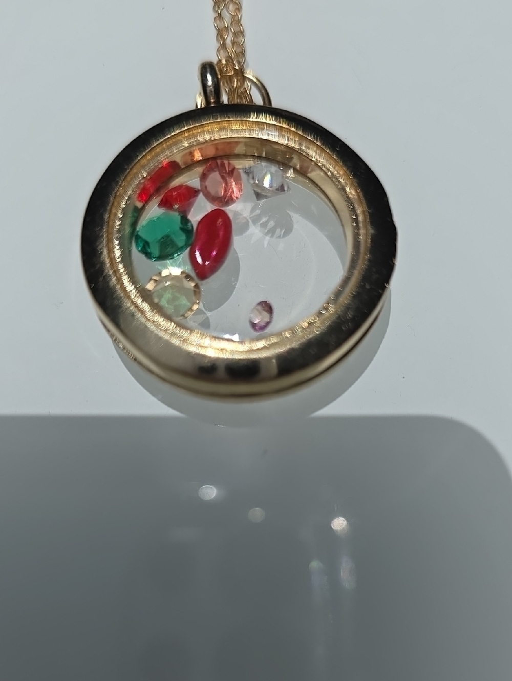 Opens Up Gold Floating Gemstone Locket Necklace - Multicolor